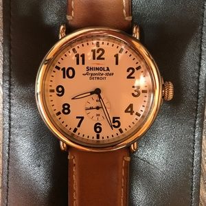 Shinola Runwell 47MM, White Face, Brown Band